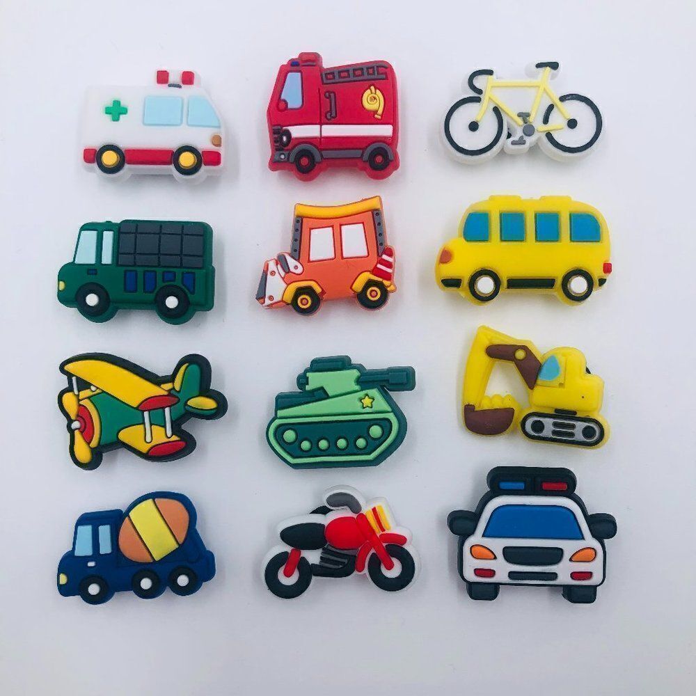 12pc Vehicle Shoe Charms - Construction Emergency Croc Accessories